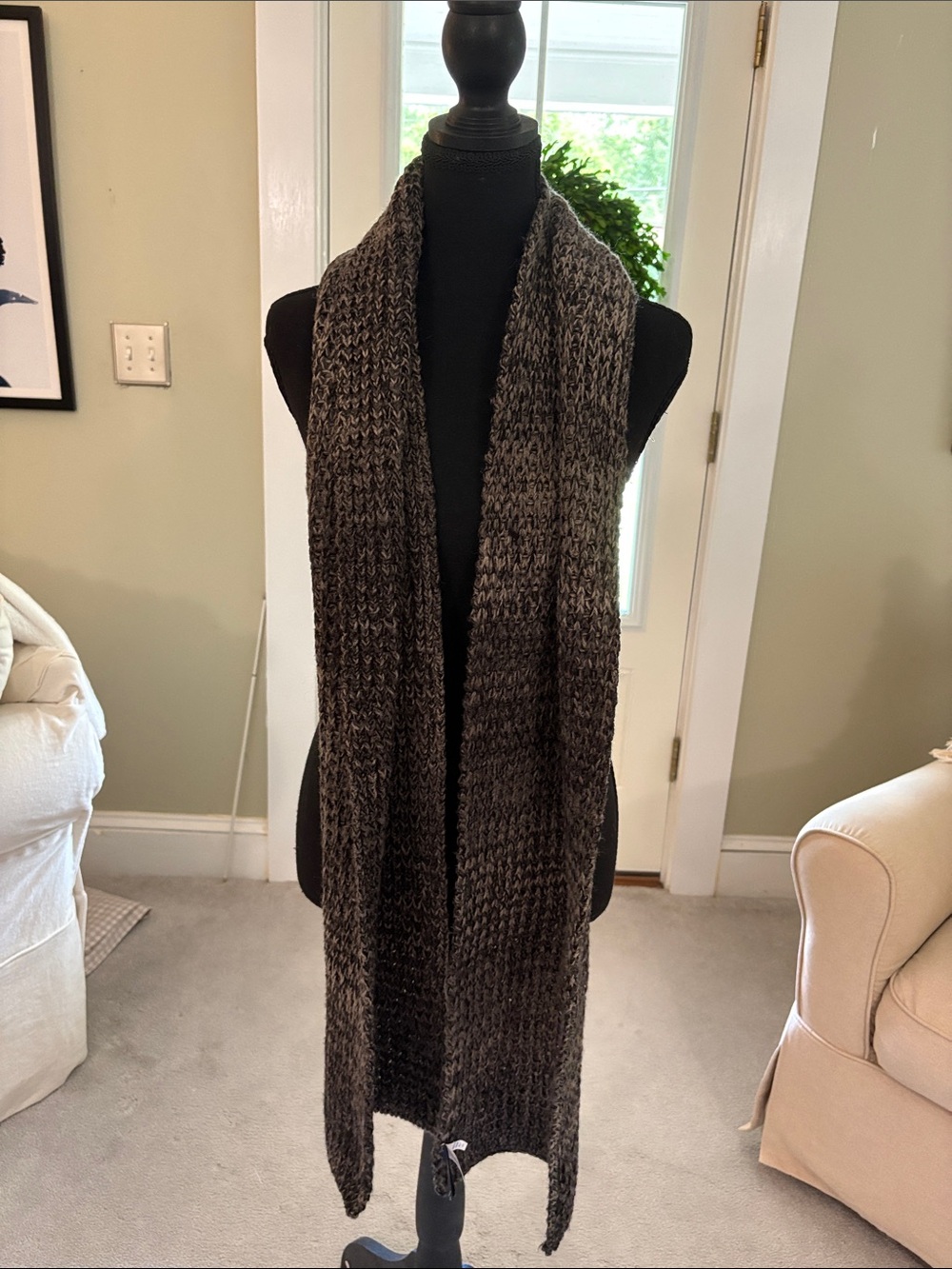 GAP Long Knit Scarf in Dark Brown and Black